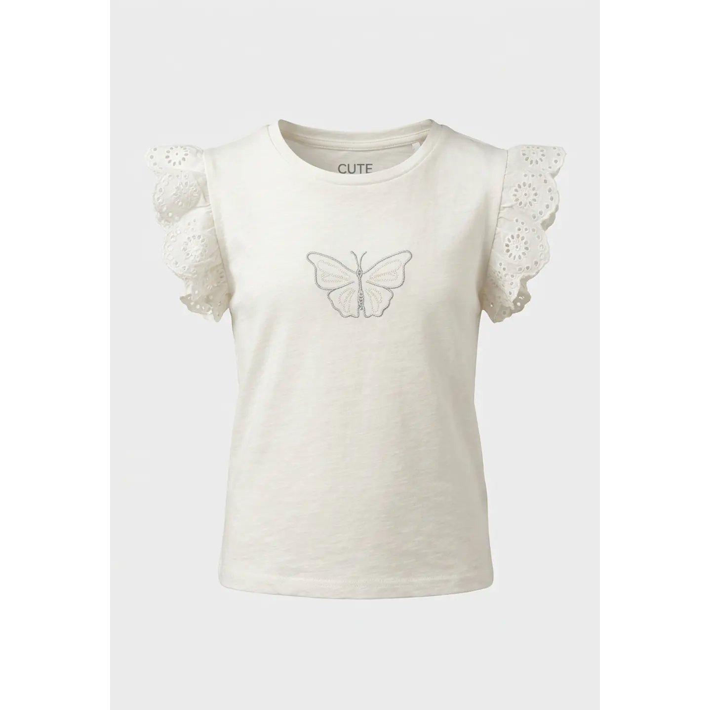 Polera Broderie Mostacilla Niña Crudo 1