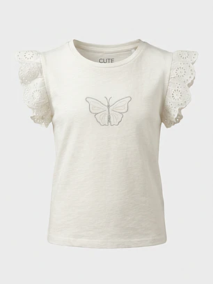 Polera Broderie Mostacilla Niña Crudo