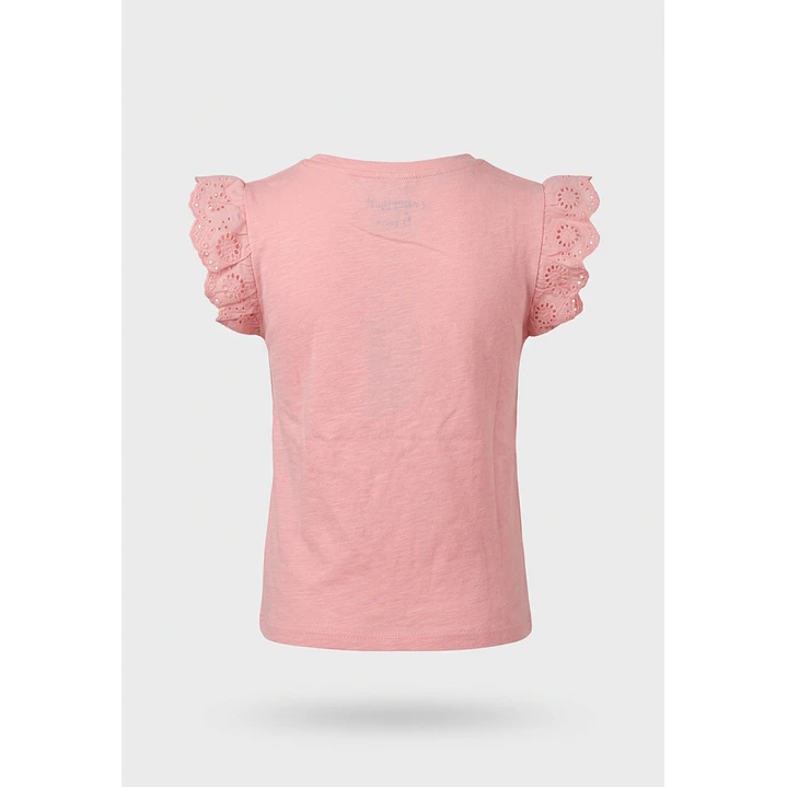 Polera Broderie Mostacilla Niña Coral 2