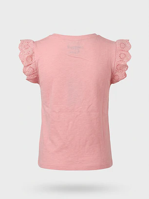 Polera Broderie Mostacilla Niña Coral