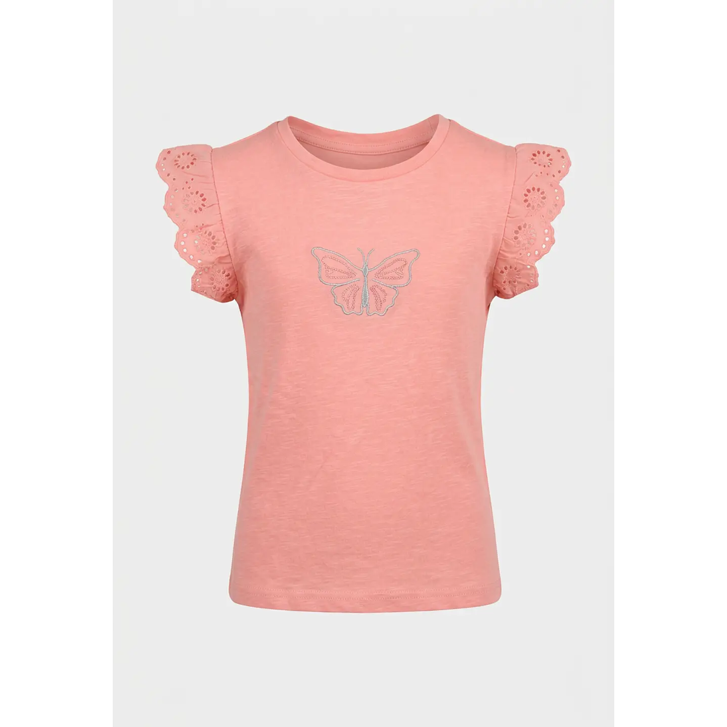 Polera Broderie Mostacilla Niña Coral 1