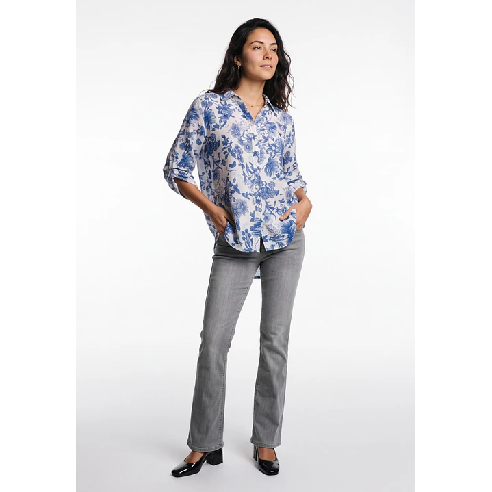 Blusa Botones Mujer Manga 3/4 Azul 3