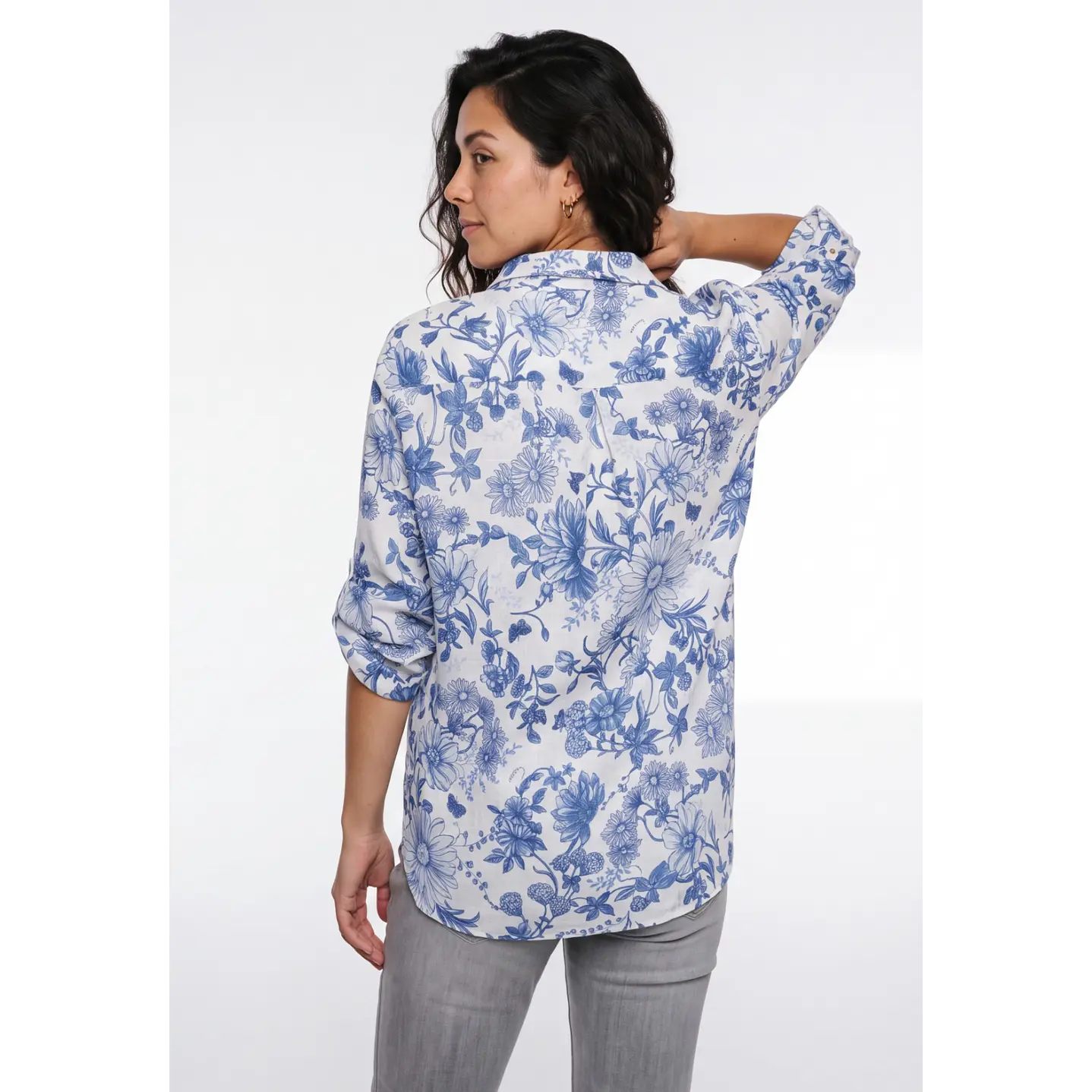 Blusa Botones Mujer Manga 3/4 Azul 2