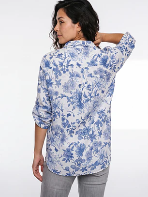 Blusa Botones Mujer Manga 3/4 Azul