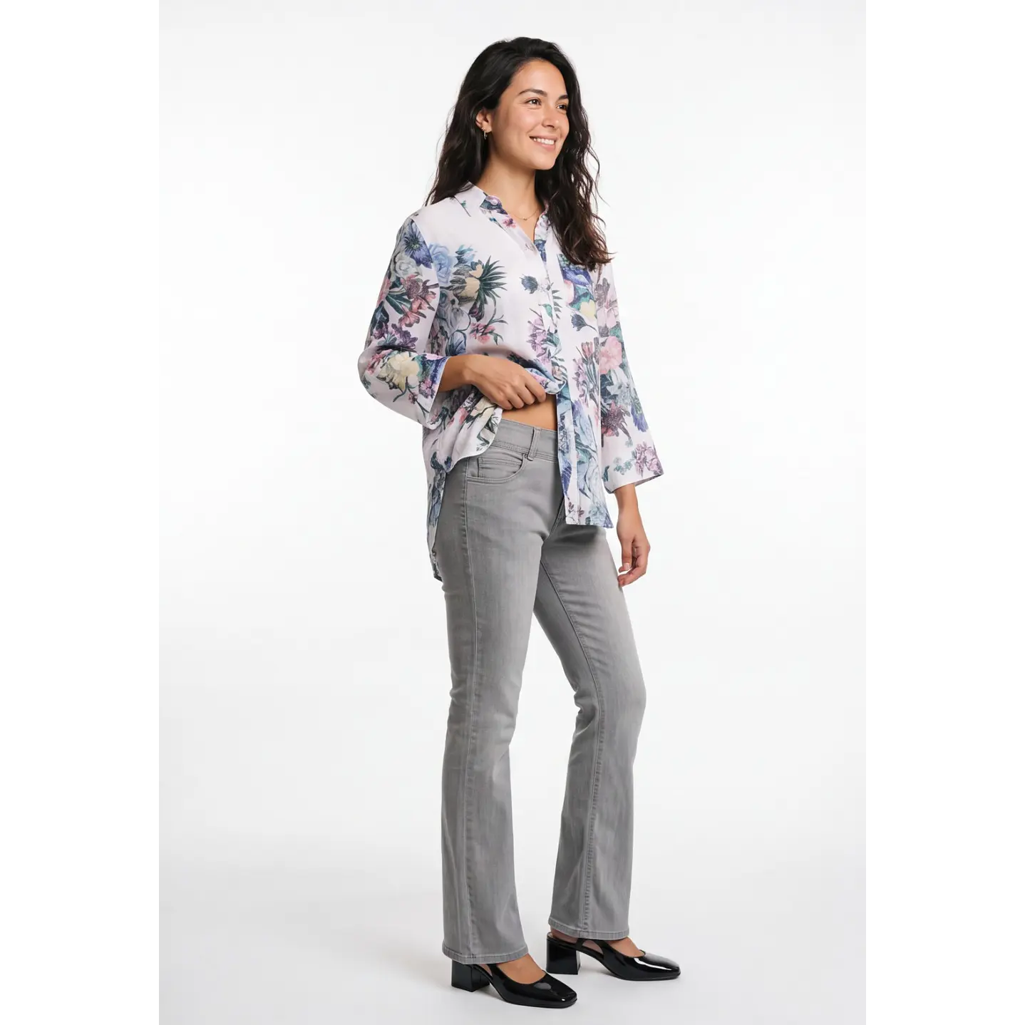 Blusa Botones Mujer Manga 3/4 Blanco 3