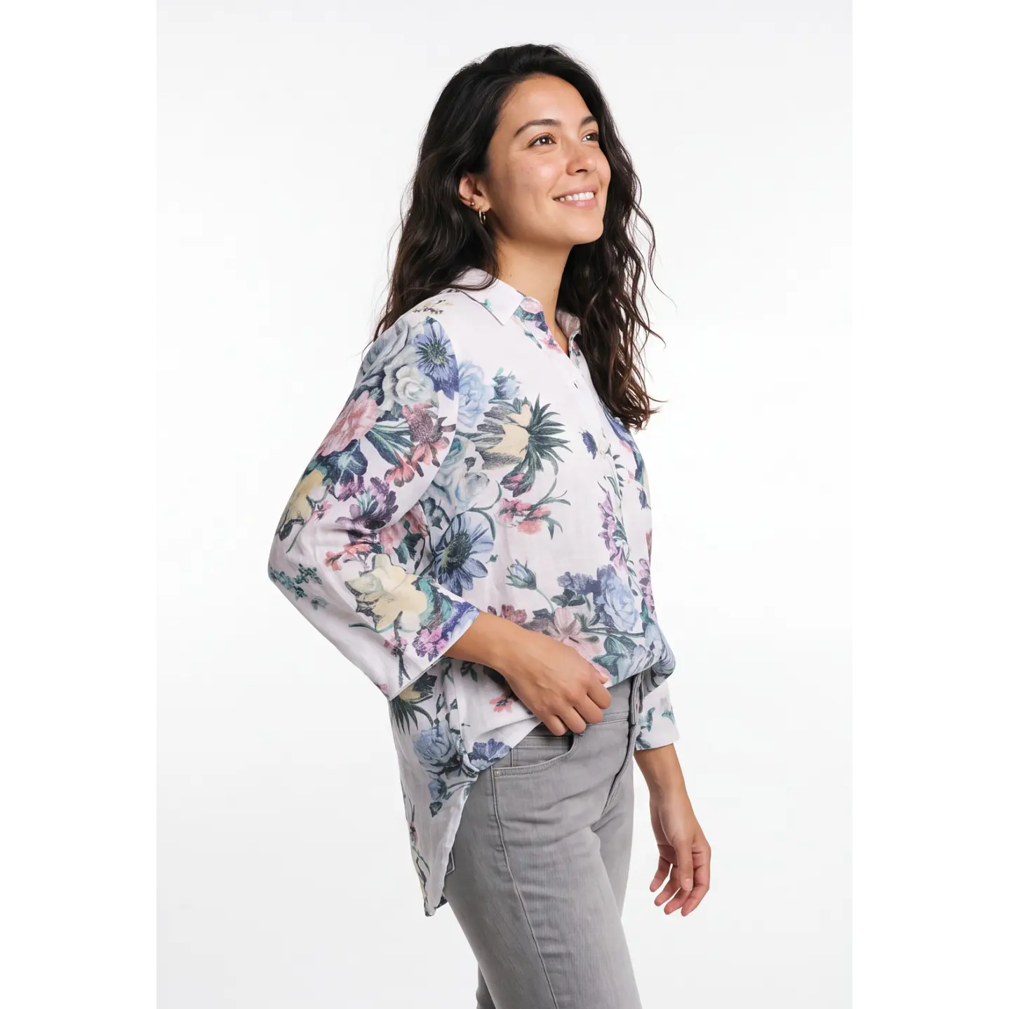 Blusa Botones Mujer Manga 3/4 Blanco 1