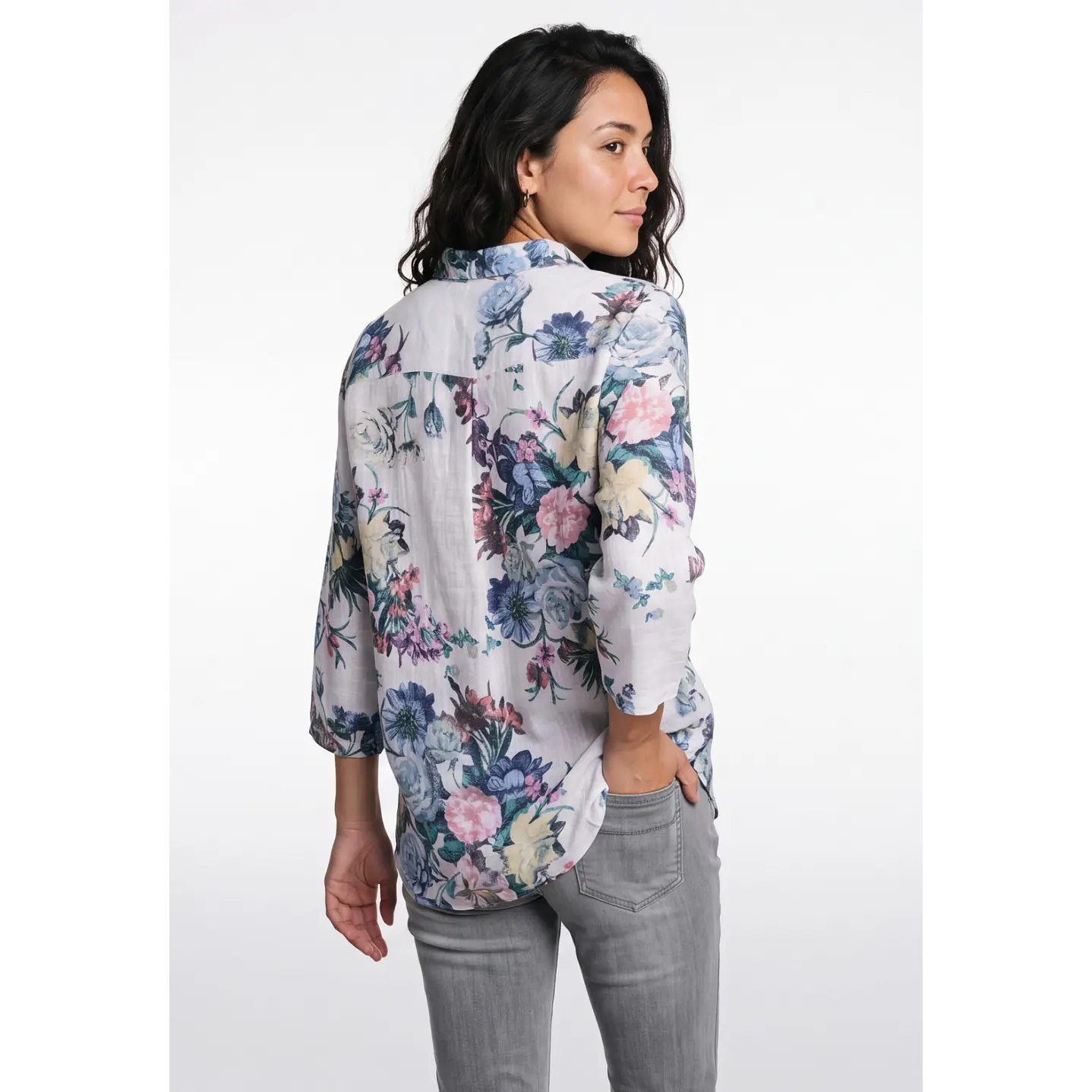 Blusa Botones Mujer Manga 3/4 Blanco 2