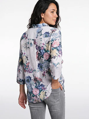Blusa Botones Mujer Manga 3/4 Blanco