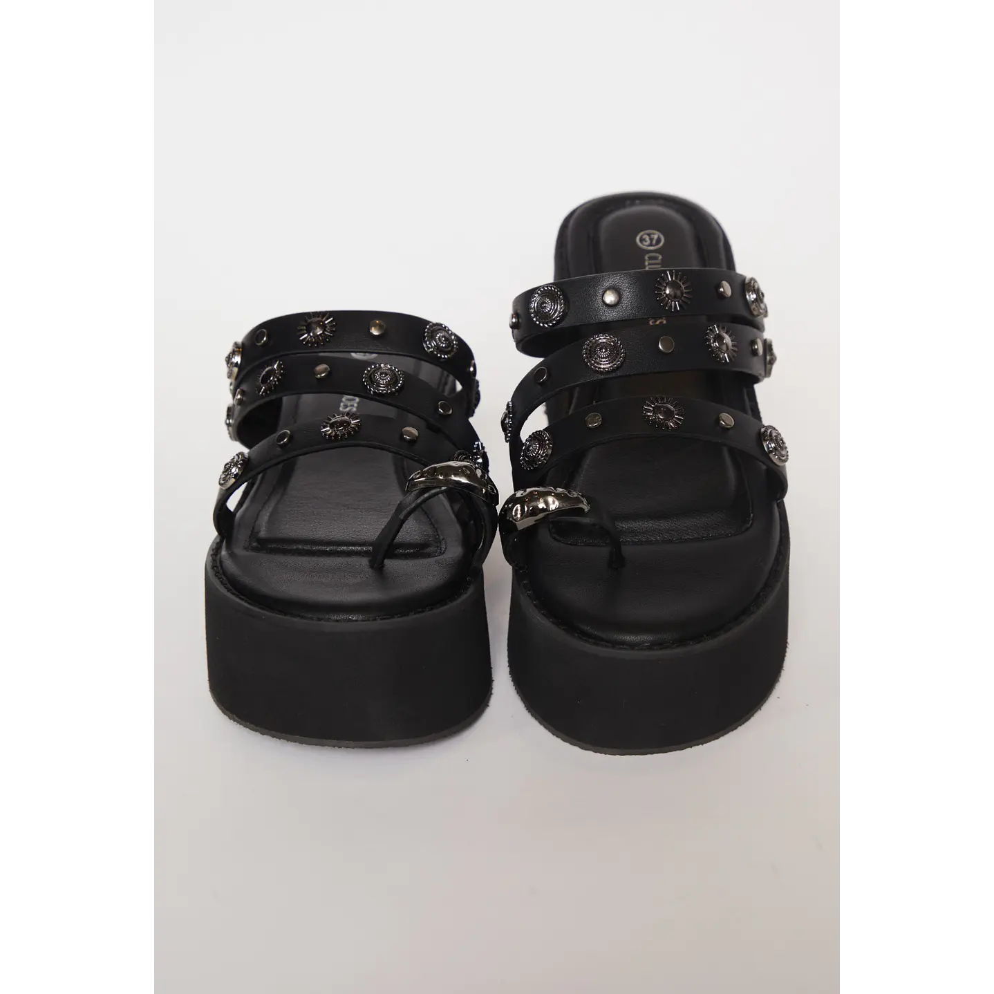 Sandalia Tachas Mujer Negro 2