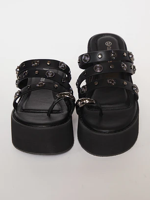 Sandalia Tachas Mujer Negro