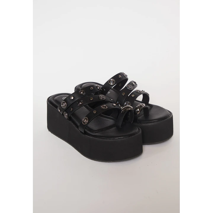 Sandalia Tachas Mujer Negro 1