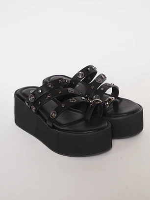 Sandalia Tachas Mujer Negro