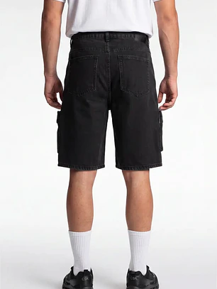 Bermuda Denim Cargo Hombre Negro