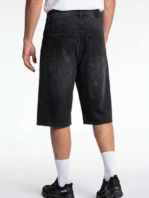 Bermuda Denim Wide Leg Hombre Negro