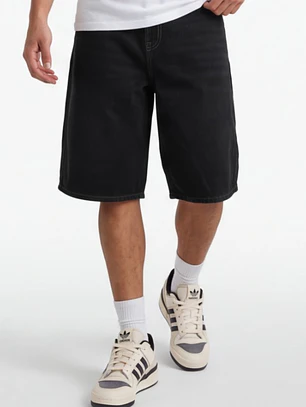 Bermuda Denim Wide Leg Hombre Negro