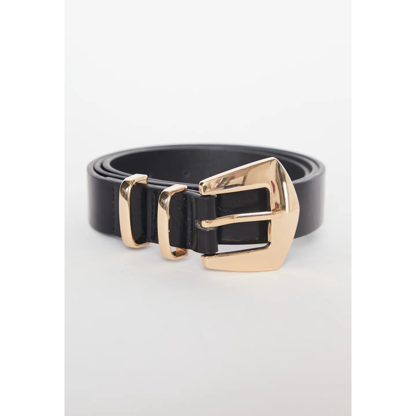 Cinturón Hebilla Dorado Mujer Negro 1