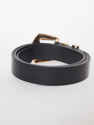 Cinturón Hebilla Dorado Mujer Negro
