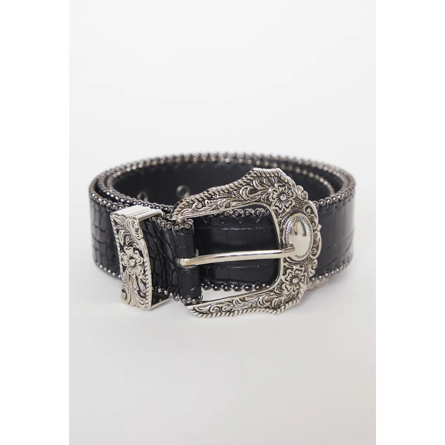 Cinturón Hebilla Flor  Mujer Negro 1