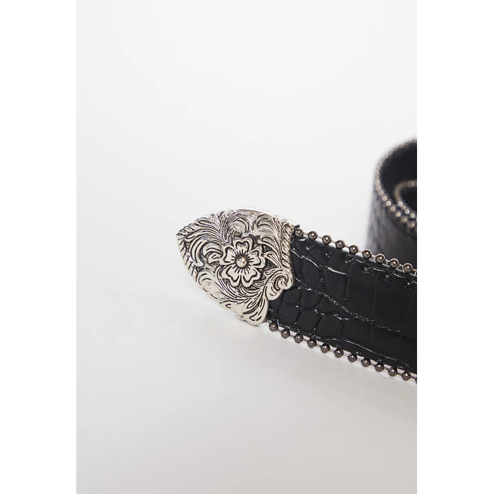 Cinturón Hebilla Flor  Mujer Negro 2