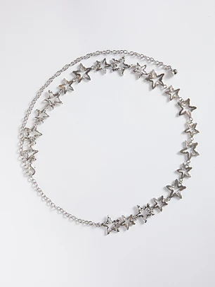 Cinturón Cadena Estrella  Mujer Plateado
