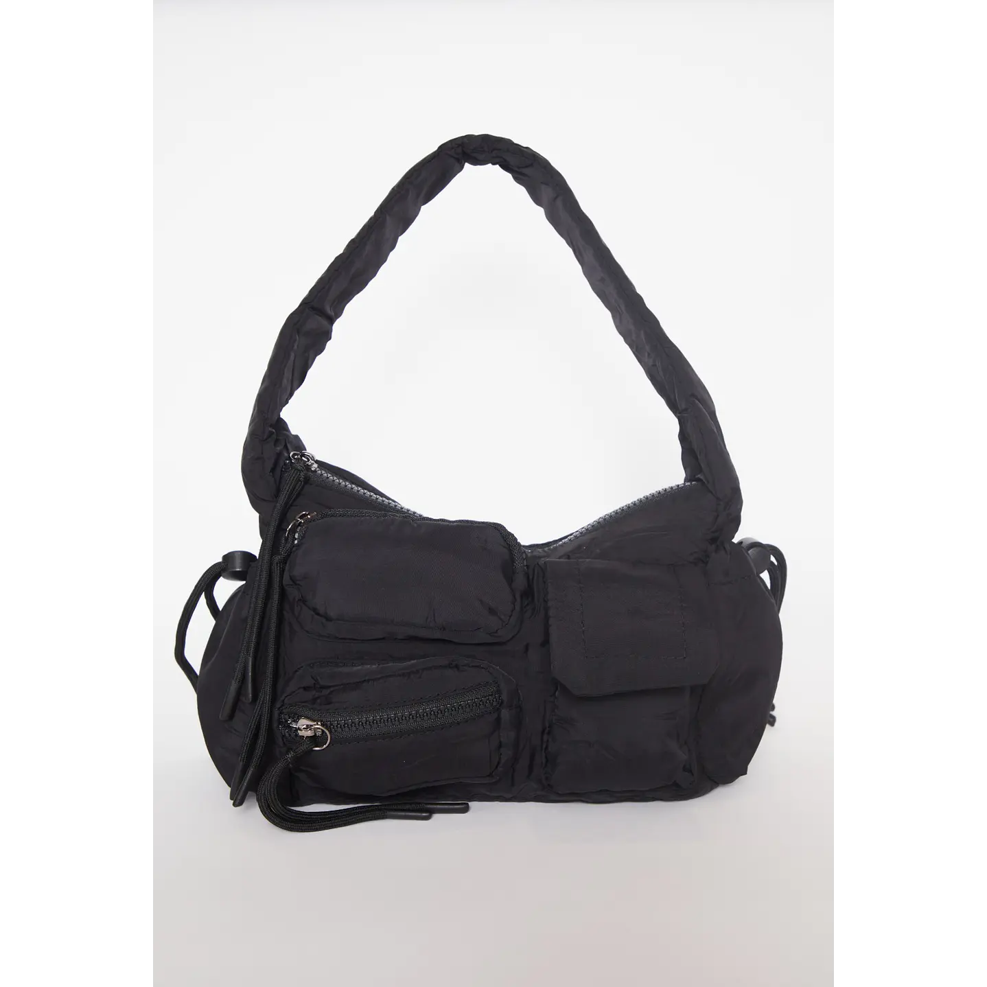 Cartera Tela Bolsillos Mujer Negro 1