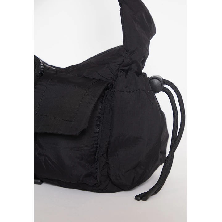 Cartera Tela Bolsillos Mujer Negro 3