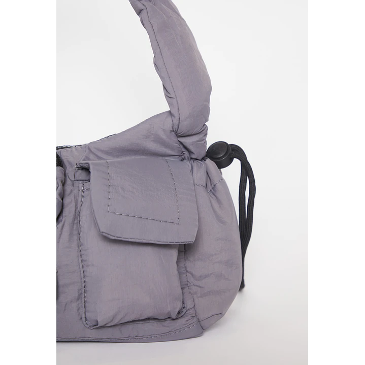 Cartera Tela Bolsillos Mujer Gris 2