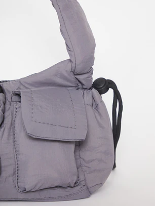 Cartera Tela Bolsillos Mujer Gris