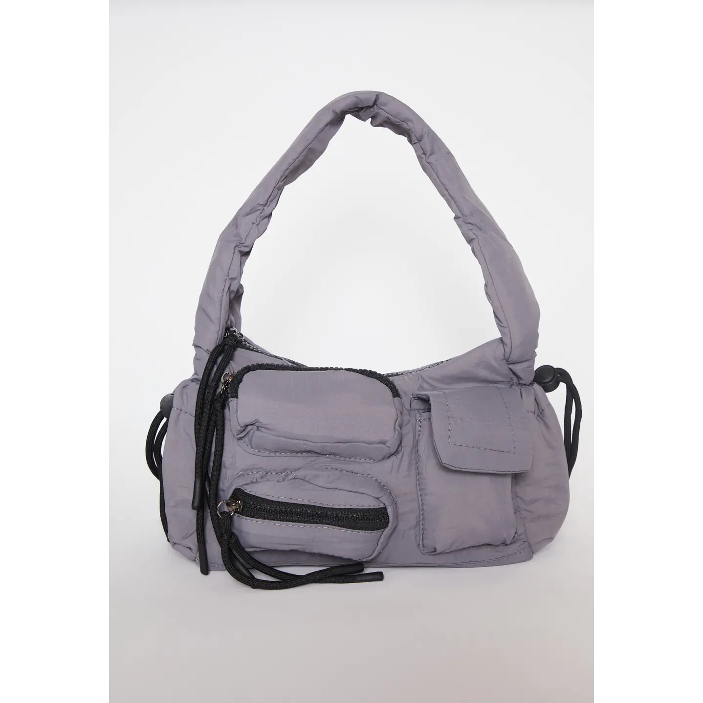 Cartera Tela Bolsillos Mujer Gris 3