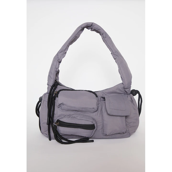 Cartera Tela Bolsillos Mujer Gris 3
