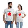 Par de T-shirts Namorados - Coração e Peça de Puzzle 1