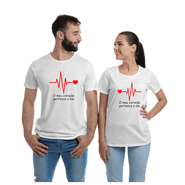 Par de T-shirts Namorados - Batimento Cardíaco e Dedicação