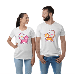 Par de T-shirts Namorados - Casal de Gatos Apaixonados