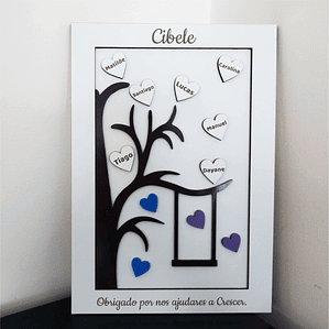 Quadro com nomes de dedicatória