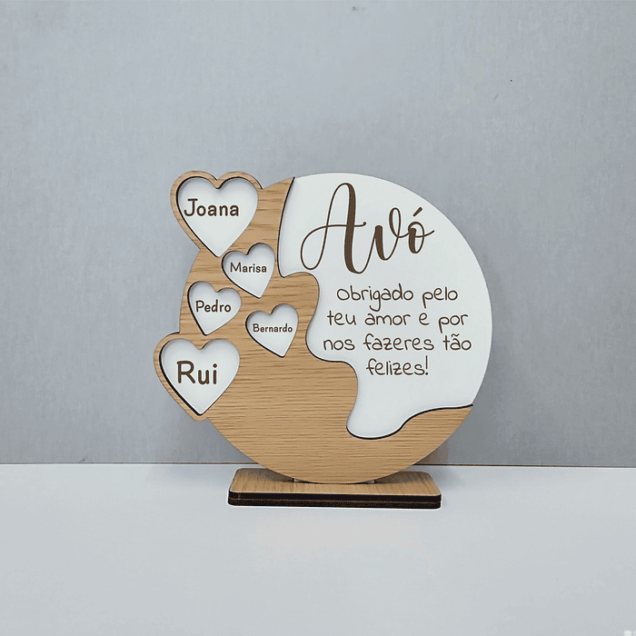 Placa com corações (Mãe, Pai, Avô, Avò, Avós, Padrinhos...)  6