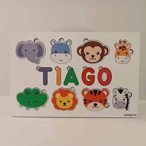 Puzzle Animais da Selva personalizado com nome