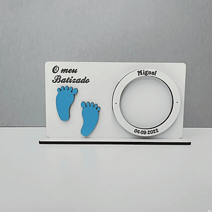 Mini-Moldura com Pezinhos para Batizado em MDF