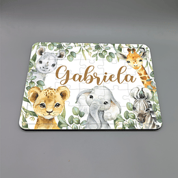 Puzzle infantil personalizado com nome "Animais Aquarela"