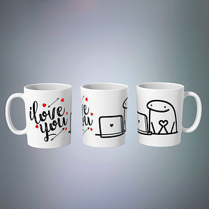 Caneca 'I Love You' com Casal de Florks