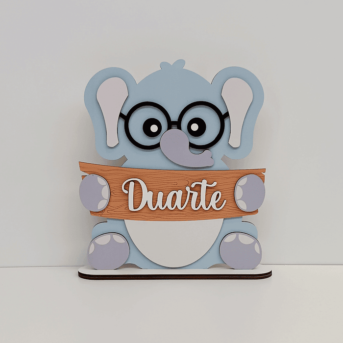 Placa de Quarto Personalizada com Nome - Elefante 1