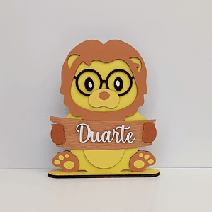 Placa de Quarto Personalizada com Nome - Leão