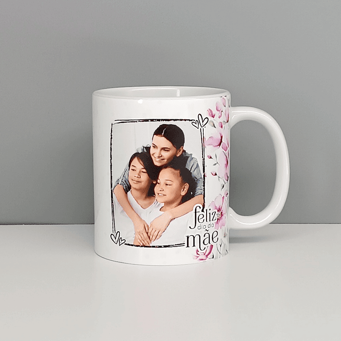 Conjunto Moldura e Caneca Personalizados - Dia da Mãe, Tema Floral_lilás 2