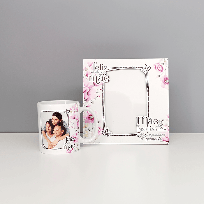 Conjunto Moldura e Caneca Personalizados - Dia da Mãe, Tema Floral_lilás 1