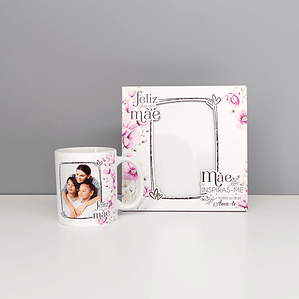 Conjunto Moldura e Caneca Personalizados - Dia da Mãe, Tema Floral_lilás