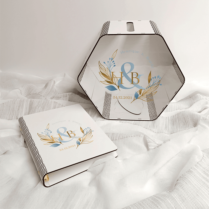 Conjunto Caixa para Envelopes e Ofertas de Casamento + Livro de Honra_BRANCO_01 1