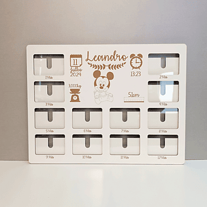 Moldura/Quadro de Pendurar - Primeiro Ano com Dados de Nascimento
