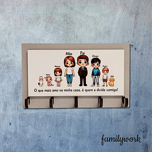 Chaveiro de Parede 'Família Moderna' Personalizado