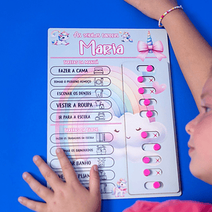 Quadro de Tarefas Diárias Personalizado - Tema Unicórnios
