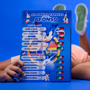 Quadro de Tarefas Diárias Personalizado - Tema Sonic