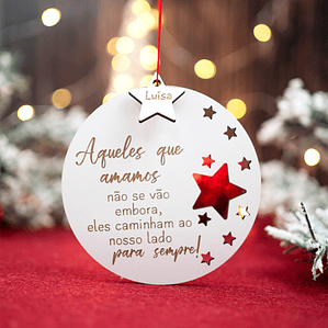 Bola de Natal com Frase Personalizada e Estrela com Nome